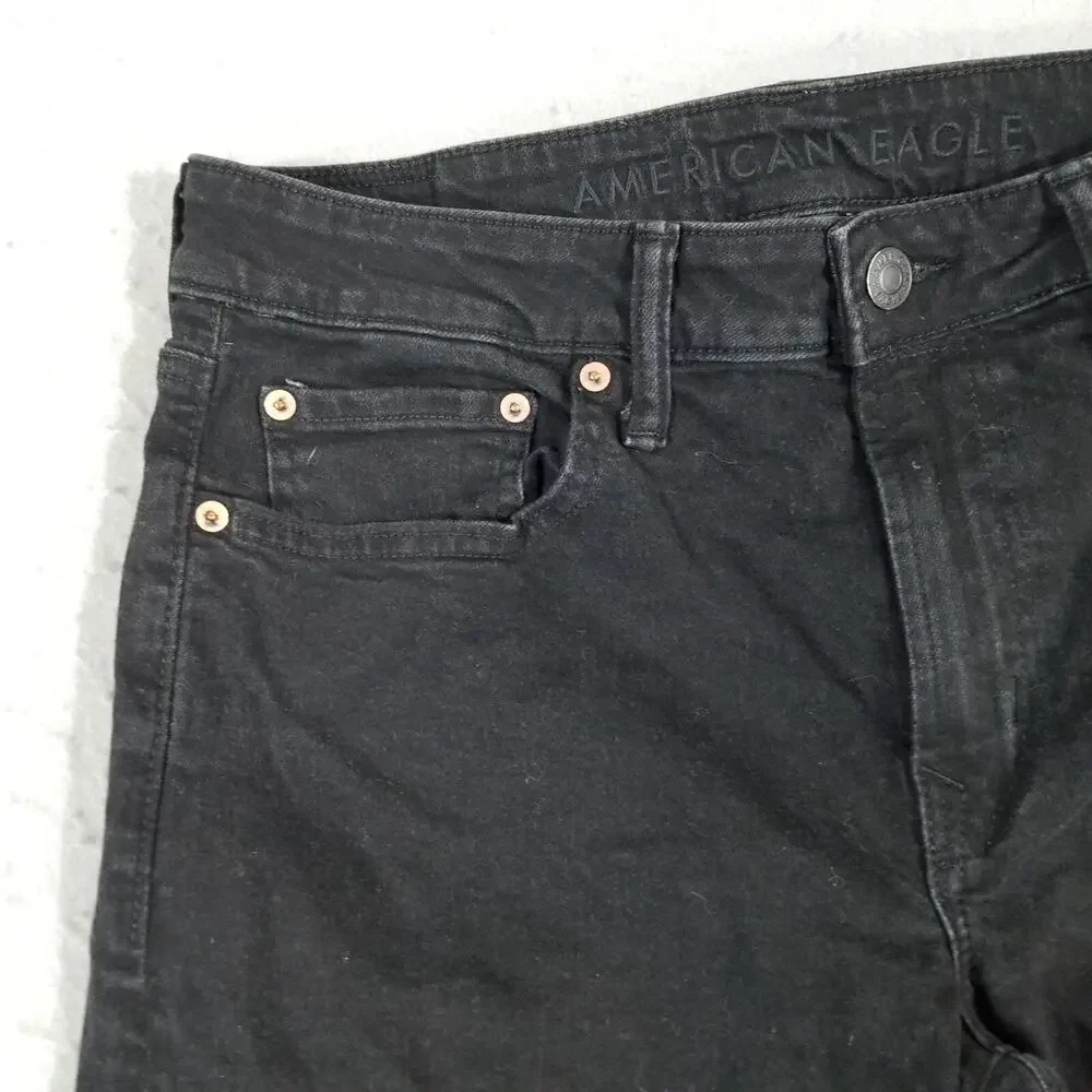 American Eagle jeans mens 31x30 straight fit Airflex+ black‎ stretch denim pants